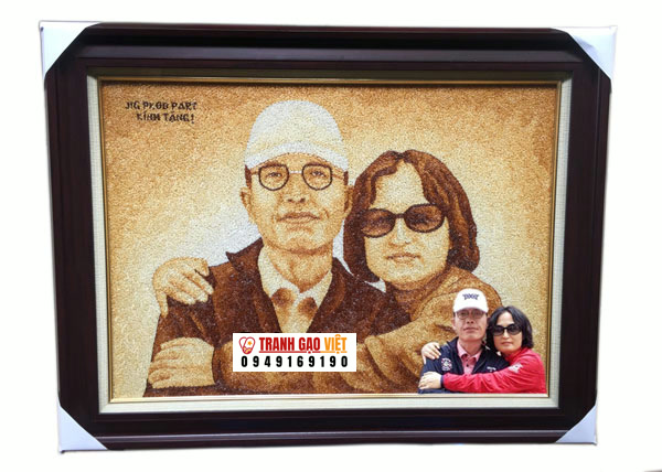 Hai vợ chồng Hình ảnh Hai vợ chồng - Ảnh thực tế sản phẩm Tranh Gạo
