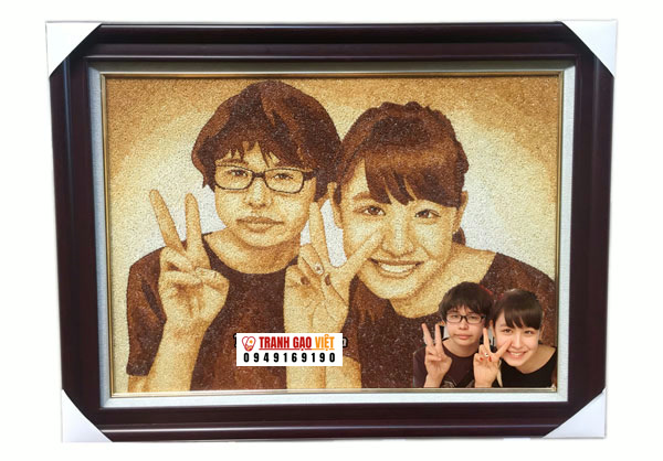 Chân dung hai chị em Hình ảnh Chân dung hai chị em - Ảnh thực tế sản phẩm Tranh Gạo