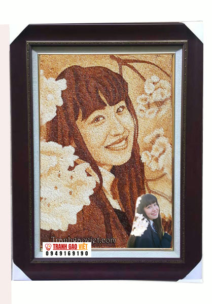 Chân dung cô gái Nhật Hình ảnh Chân dung cô gái Nhật - Ảnh thực tế sản phẩm Tranh Gạo