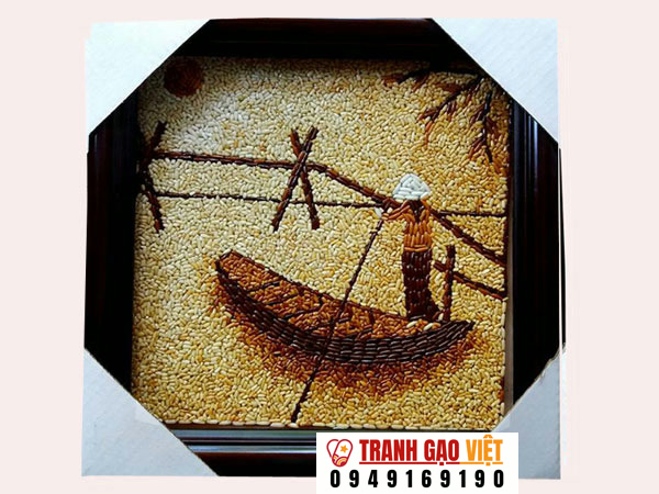 Chèo thuyền trên sông Hình ảnh Chèo thuyền trên sông - Ảnh thực tế sản phẩm Tranh Gạo