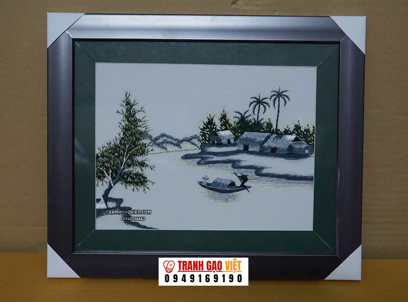 Chợ miền tây xưa Hình ảnh Chợ miền tây xưa - Ảnh thực tế sản phẩm Tranh Gạo