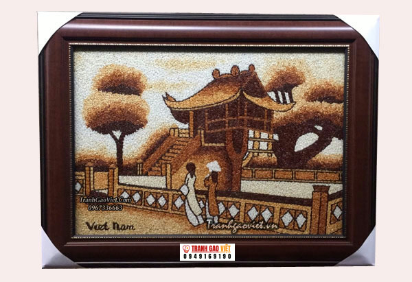 Tranh gạo Chùa Một Cột Hình ảnh Tranh gạo Chùa Một Cột - Ảnh thực tế sản phẩm Tranh Gạo