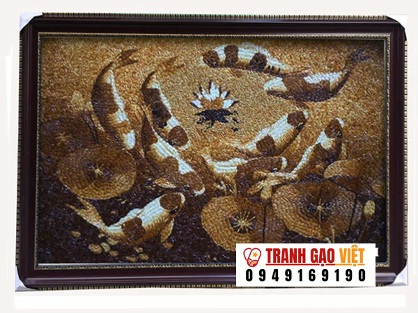 Tranh cửu ngư quần hội Hình ảnh Tranh cửu ngư quần hội - Ảnh thực tế sản phẩm Tranh Gạo