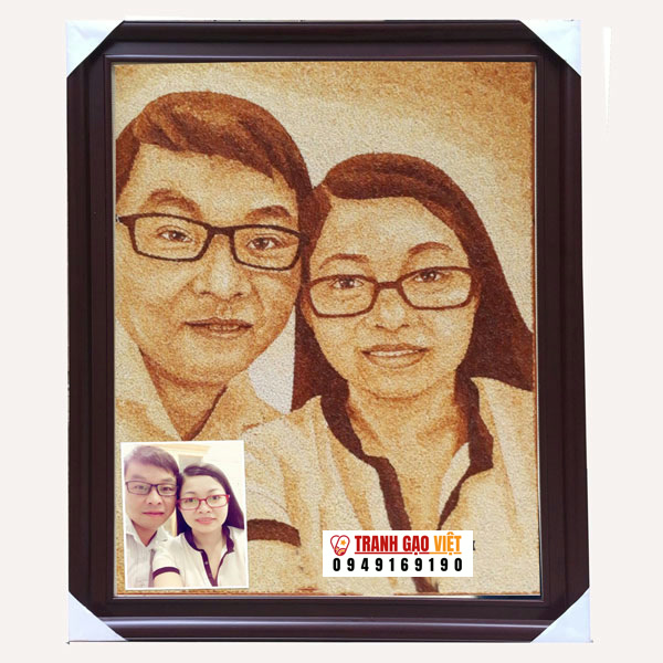 Chân dung đôi vợ chồng Hình ảnh Chân dung đôi vợ chồng - Ảnh thực tế sản phẩm Tranh Gạo