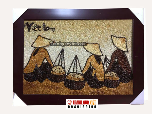 Họp chợ quê Hình ảnh Họp chợ quê - Ảnh thực tế sản phẩm Tranh Gạo