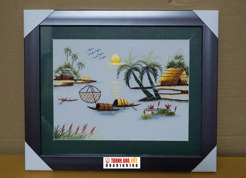 Làng quê việt nam xưa Hình ảnh Làng quê việt nam xưa - Ảnh thực tế sản phẩm Tranh Gạo