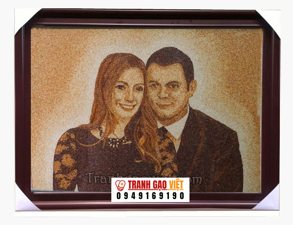Tranh gạo đôi vợ chồng Hình ảnh Tranh gạo đôi vợ chồng - Ảnh thực tế sản phẩm Tranh Gạo