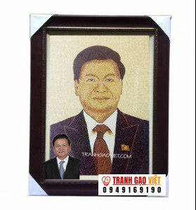 Chân dung Tổng Thống Lào- Thongloun Sisoulith Hình ảnh Chân dung Tổng Thống Lào- Thongloun Sisoulith - Ảnh thực tế sản phẩm Tranh Gạo