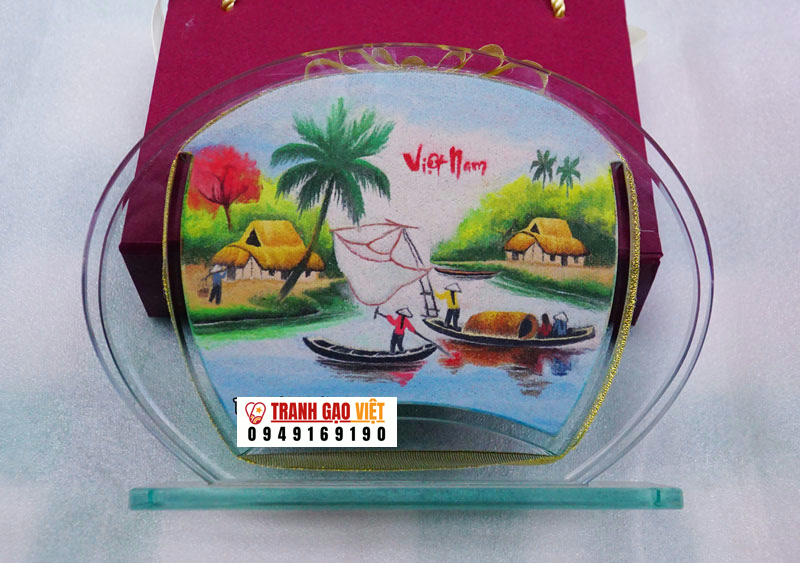 Cất vó chiều Hình ảnh Cất vó chiều - Ảnh thực tế sản phẩm Tranh Gạo