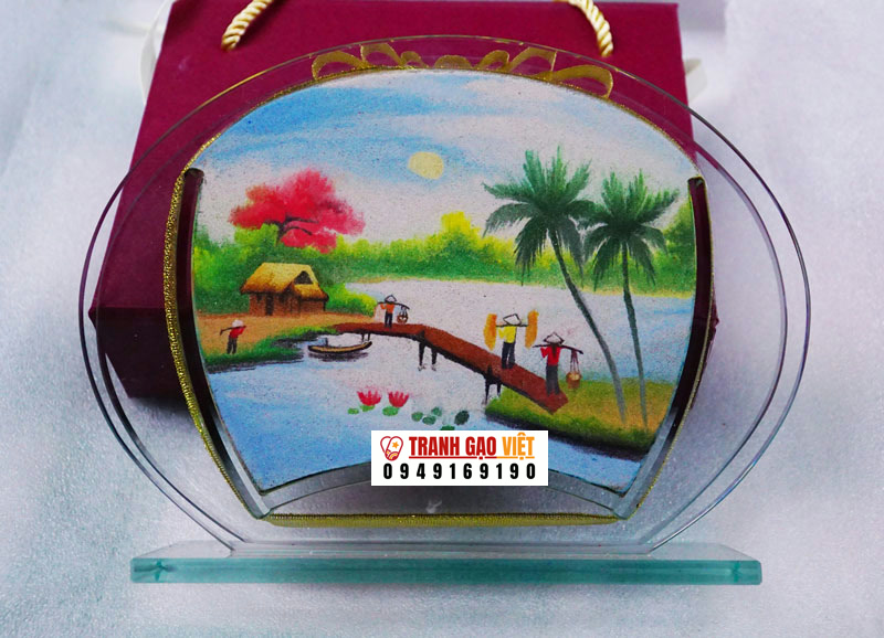 Chiều quê hương Hình ảnh Chiều quê hương - Ảnh thực tế sản phẩm Tranh Gạo