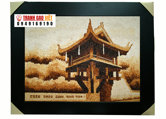 Tranh gạo chùa một cột Hình ảnh Tranh gạo chùa một cột - Ảnh thực tế sản phẩm Tranh Gạo