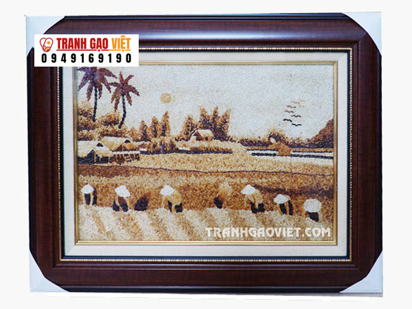 Tranh gạo mùa gặt Hình ảnh Tranh gạo mùa gặt - Ảnh thực tế sản phẩm Tranh Gạo