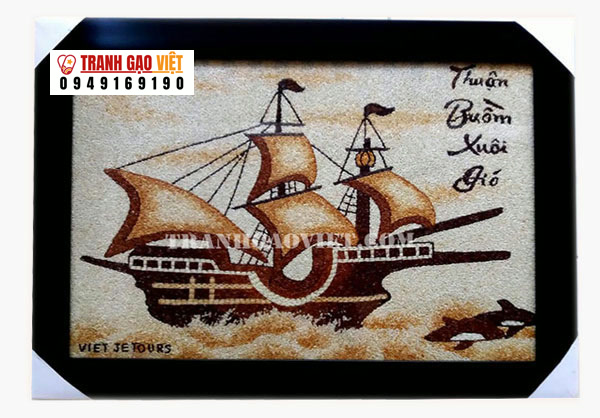 Tranh gạo thuyền buồm Hình ảnh Tranh gạo thuyền buồm - Ảnh thực tế sản phẩm Tranh Gạo