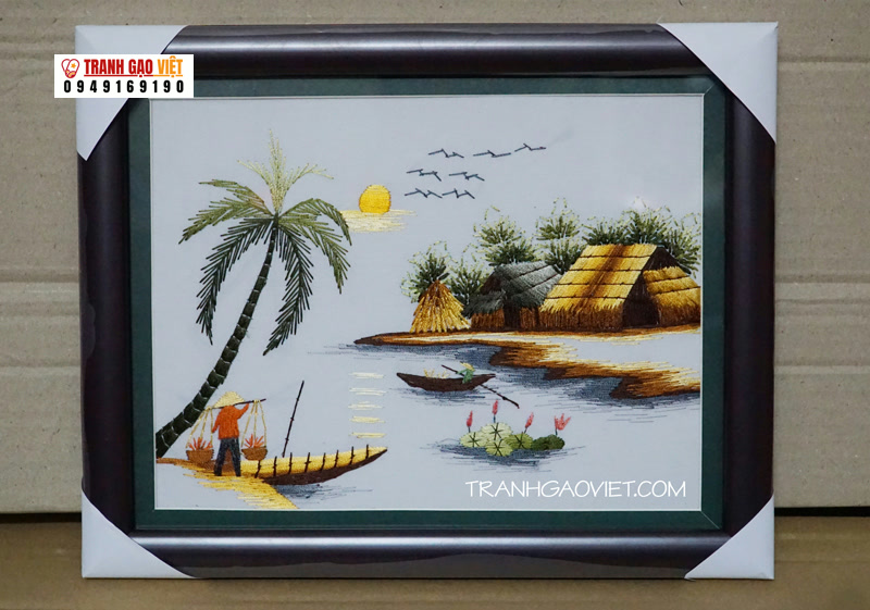 Chiều quê Hình ảnh Chiều quê - Ảnh thực tế sản phẩm Tranh Gạo