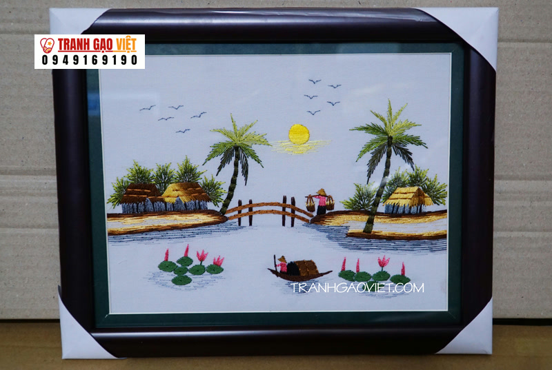 Làng quê việt nam Hình ảnh Làng quê việt nam - Ảnh thực tế sản phẩm Tranh Gạo
