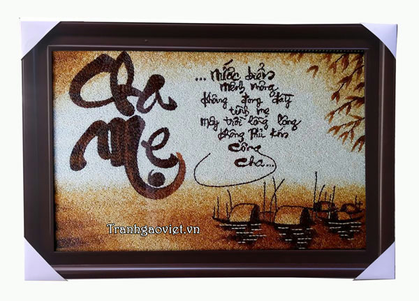 Tranh gạo thư pháp Cha Mẹ Hình ảnh Tranh gạo thư pháp Cha Mẹ - Ảnh thực tế sản phẩm Tranh Gạo