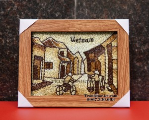 Tranh gạo để bàn khổ nhỏ Phố Cổ