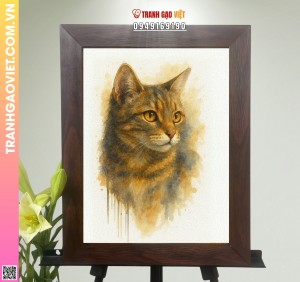 Tranh Gạo Chân Dung Mèo Nhà