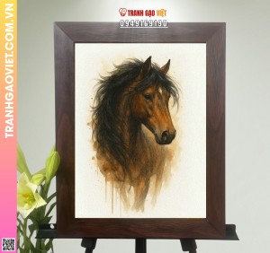 Tranh Gạo Chân Dung Ngựa