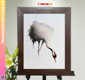Tranh Gạo Chim Hạc Uống Nước