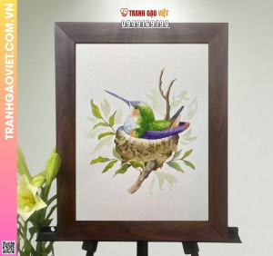 Tranh Gạo Chim Lớn Chờ Mẹ