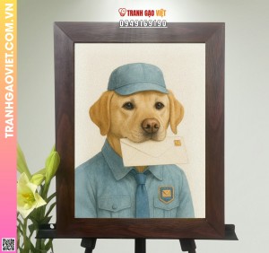 Tranh Gạo Chú Chó Đưa Thư