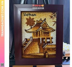 Tranh Gạo Chùa Một Cột bản dọc để bàn