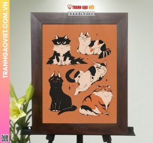 Tranh Gạo Dáng Mèo