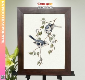 Tranh Gạo Đôi Chim Uyên Ương