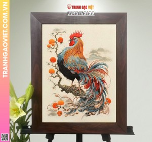Tranh Gạo Gà Trống Sáng