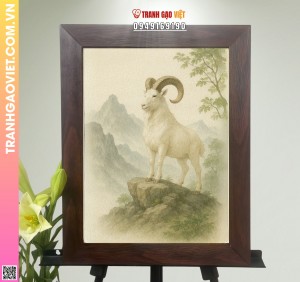 Tranh Gạo Hiên Ngang Chàng Dê Núi