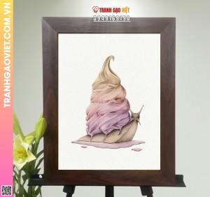 Tranh Gạo Kem Ốc Sên Hồng