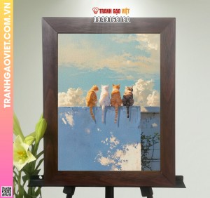Tranh Gạo Màu 4 Chú Mèo