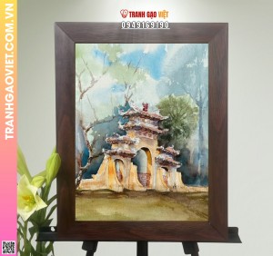 Tranh Gạo Màu Cánh Cổng Làng