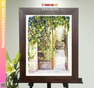 Tranh Gạo Màu Cánh Cổng Xưa