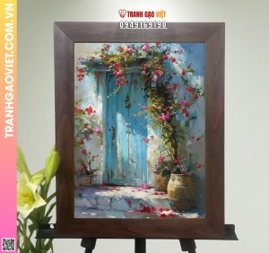 Tranh Gạo Màu Cánh Cửa Sau Nhà