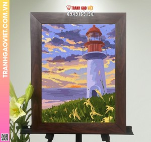 Tranh Gạo Màu Hải Đăng Chiều Tà