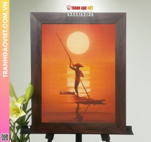 Tranh Gạo Màu Người Đưa Đò