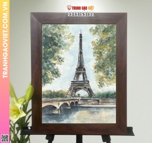 Tranh Gạo Màu Tháp Eiffel