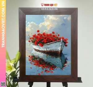 Tranh Gạo Màu Thuyền Hoa