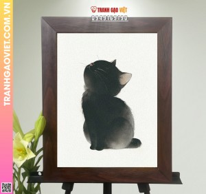Tranh Gạo Mèo Đen Nhỏ