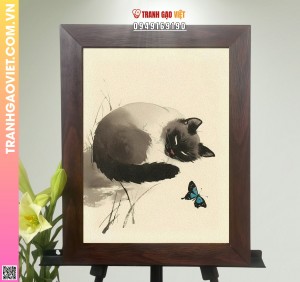 Tranh Gạo Mẽo Xinh và Chú Bướm Xanh