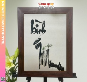 Tranh Gạo Phong Cảnh Chữ Bình An