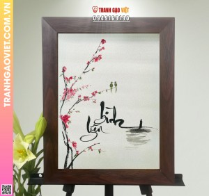 Tranh Gạo Phong Cảnh Thư Pháp Bình Yên