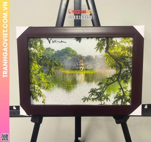 Tranh Gạo Tháp Rùa Ban Sương Sớm