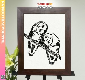 Tranh Gạo Uyên Ương Cú Mèo