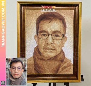 Tranh gạo Người Đàn Ông đeo kính