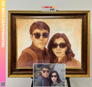 Tranh gạo chân dung quà tặng gia đình