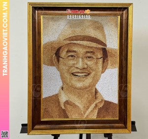 Tranh gạo chân dung quý ông nhiệt huyết