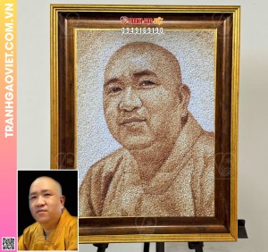 Tranh gạo chân dung tặng nhà sư